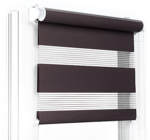 Fenster DEKOR - Rollos für Fenster Schokolade - Klemmfix Rollo ohne Bohren B40 x H120 cm - Doppelrollo mit Einer Breiten Auswahl an Größen und Farben - Blickdichte Rollos, einfach zu montieren