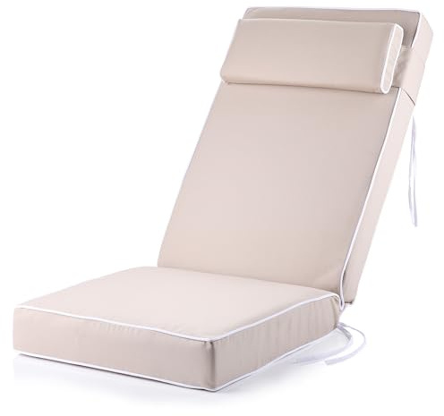 Alfresia Recliner Chair Replacement Cushion with Headrest | 10cm foam filling with secure ties and easy clean water resistant polyester cover