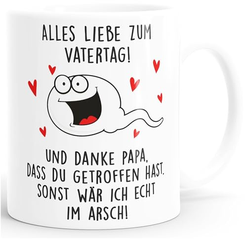 MoonWorks® Kaffee-Tasse Danke Papa dass du getroffen hast Geschenk lustig zum Vatertag Spermium Uni-weiss standard