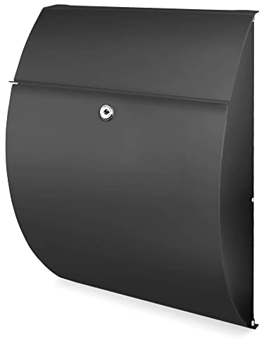 banjado® Burg Wächter Design Briefkasten | Modell Riviera 46cmx33,5cmx13cm groß | verzinkter Stahl Anthrazit | Postkasten mit Öffnungsstopp, großer A4 Einwurf, Zylinderschloss, 2 Schlüssel