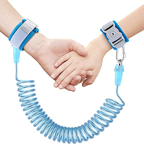 SITREMEN Anti Lost Wrist Link for Toddlers, 360°Rotate Toddler Wrist Reins with Security Lock and Safety ID Wristband, Kid Wrist Leash Strap with Elastic Wire Rope for Children Walking Travle