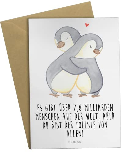 Mr. & Mrs. Panda Grußkarte Pinguine Kuscheln - Geschenk, vatertagskarte, osterkarte, Grußkarten, Valentinstag, für Freundin, Hochzeitstag, Frauen, Freund, Mitbringsel, einladungskarten