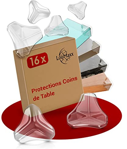 LouMaxx Kantenschutz Baby transparent, Eckenschutz Baby selbstklebend – unauffälliger Stoßschutz für Babys und ältere Menschen – 16er Set Tischeckenschutz Kinder