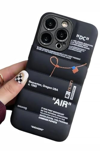 IAIYOXI Puffer-Schutzhülle mit Sportschuhen, Marken-Design für iPhone 14 Pro, Sneaker-Ins, weißes oder schwarzes Etikett, weiche Abdeckung, schwarze Puffy-Hülle für iPhone 14, 13, 12, 11 Pro Max Plus,