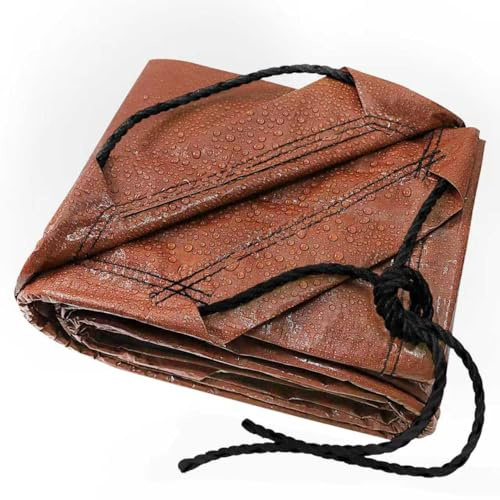 TARPAL 8x8 Feet(2pack) Small tarp with Drawstring Tarp Waterproof Brown Medium Duty tarps Multipurpose Cover for Leaf Camping Firewood Outdoor Furniture etc.