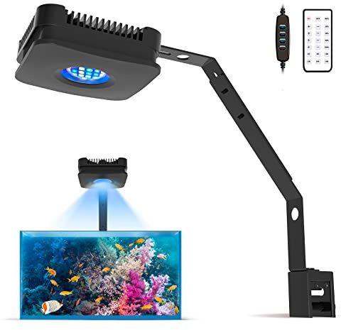 Lominie 30W Aquarium LED Light, Full Spectrum Reef Coral Saltwater Lamp | COB Illumination With Remote Control, Cooling System And Adjustable Mounting For Coral Growth And Marine Aquatic Life