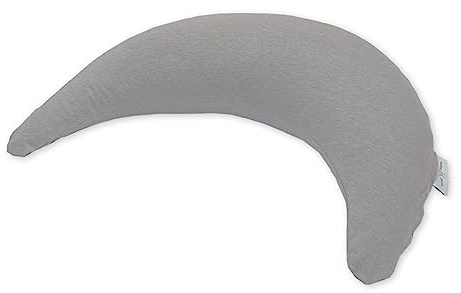 Theraline Bambusmond inkl. Bezug aus Bambus-Viskose & Bio Baumwolle, Stillkissen, Bauchstützkissen, Kuschelkissen, Reisekissen (Melange Mittelgrau)