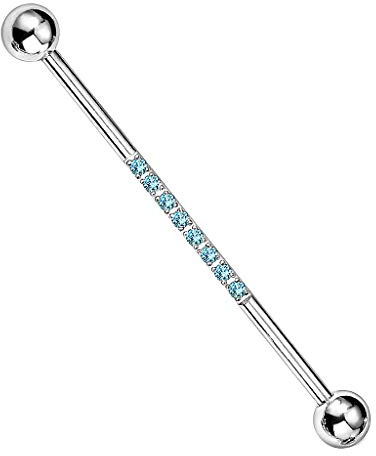 Taffstyle Industrial Ohr Knorpel Piercing Langhantel Barbell Scaffold mit Kristallen