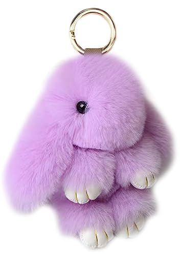 Xsclpomddy Simpatico peluche coniglietto portachiavi peluche coniglietto portachiavi portachiavi pom poms borsa borsa chiave auto decorazione, Lilla, 15 cm