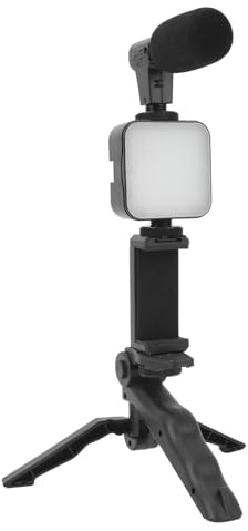 Smartphone Video Mikrofon Kit, Video Vlogging Kit med LED Fill Light Stativ, Telefonhållare, Mikrofon, Bluetooth Controller, för Live Stream Vlogg Video Shooting Selfie