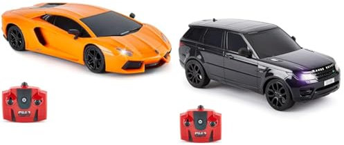 CMJ RC Cars Lamborghini Aventador LP700-4 Officially Licensed Remote Control RC Car 1:24 Scale & TM Range Rover Sport Remote Control Car 1:24 scale with Working LED Lights