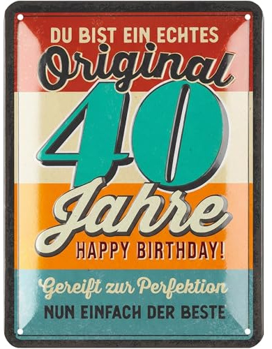LANOLU Blechschild 40 Schild Geburtstag - 40er Schild ORIGINAL - Deko 40 Geburtstag Mann, 40 Geburtstag Deko, lustiges Geburtstagsschild 30 als Geburtstagskarte 40 - Metallschild 15x20cm