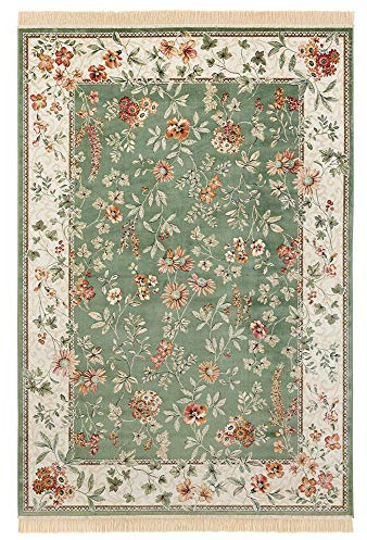 Teppich Boss - Orientalischer Samt-Teppich mit Fransen Oriental Flowers Grün, Größe:195x300 cm