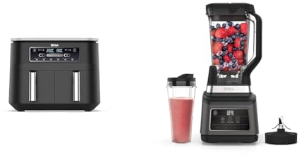 Ninja Foodi Dual Zone Digital Air Fryer, 2 Drawers, 7.6L, 6-in-1, Uses No Oil, Air Fry, Max Crisp & 2-in-1 Blender with 3 Automatic Programs; Blend, Max Blend, Crush, and 4 Manual Settings 2.1L