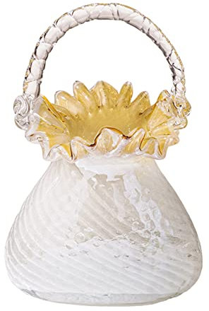 belupai Florero de Cristal para Flores, Florero único en Forma de Bolsa con Asa, Florero Decorativo para Bolso, Florero Estético para Bodas, Arreglos Florales, Decoración de Centros de Mesa(L)