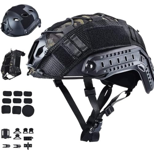 TS TAC-SKY for CS Cosplay Spiel Multicam Tactical Airsoft Fast Helm Mit Camouflage Helmbezug Outdoor Militär Jagdausrüstung(BKB)