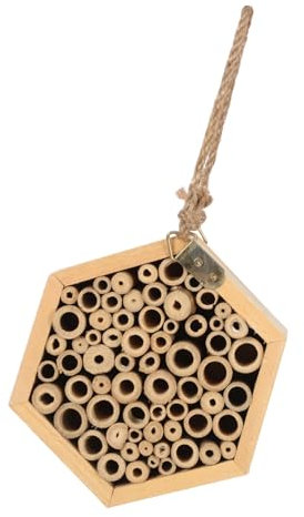 Happyyami Outdoor Holz Bienenhaus Kreatives Insektenhaus Für Garten Hängendes Insektennest Für Schmetterlinge Und Bienen Mehrzweck Bienenhotel Aus Holz