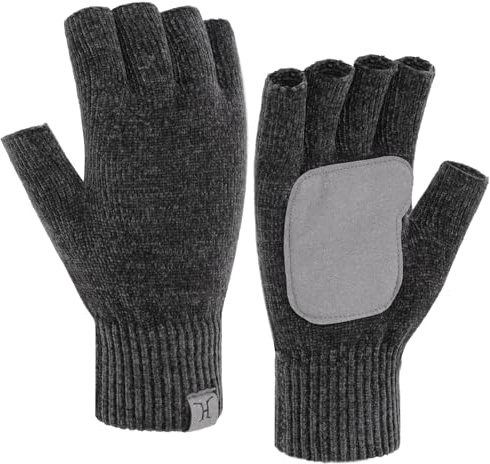 Bequemer Laden Winter Fingerlose Handschuhe Damen Herren Chenille Warm Winterhandschuhe Strickhandschuhe Rutschfeste Fingerhandschuhe Ohne Fingerkuppen Geschenk, Dunkelgrau