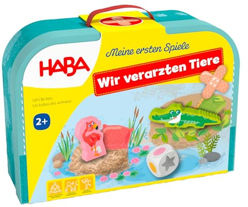 HABA Meine ersten Spiele – Wir verarzten Tiere – Tierarzt-Würfelspiel für Kinder ab 2 Jahren – Mit Arztkoffer & 2 Spielvarianten – 2011719001