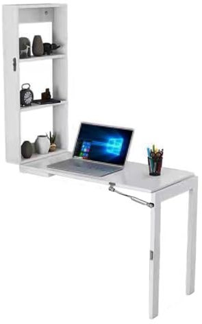 Wandklapptisch Küche mit Stauraum Massivholz Sperrholz mit Schlössern und Hardware Pneumatische Unterstützung für Haus, Büro, Küche(White,100x50x75cm)