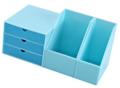 Oshhni Puppenhaus Schreibtisch Regal Dollhousefile Lagerung Stehen Modell 1:6 Puppenhaus Möbel für Zubehör, Blau