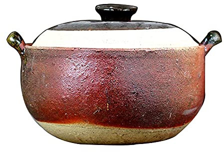 RybdaFDc Kasserolle, Kochtopf, Keramik-Hot Pot, Kasserolle mit Deckel, traditioneller, altmodischer Tontopf, Kleiner runder Steingut-Tontopf, Reiskocher for Eintopf-Suppennudeln, 4,5 l(3.5L)