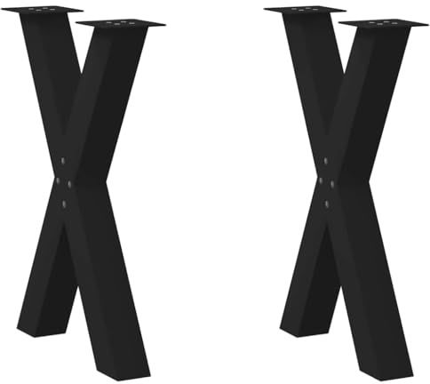 vidaXL Esstischbeine X-Form 2 STK. Schwarz 50x(72-73) cm Stahl