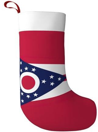 BREAUX Ohio Staatsflagge Weihnachtsstrümpfe, ultraweiche Samt-Weihnachtsstrümpfe, Kamindekoration, 45 cm