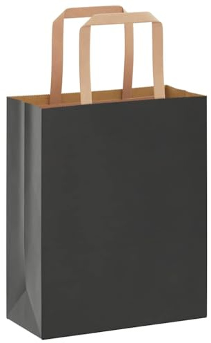 vidaXL Papiertragetaschen 250 STK., Papiertüten mit Henkeln, Papiertüten, Geschenktüten für Einkaufen Hochzeiten Verpackungen Partys Geburtstag Weihnachten, Schwarz 18x8x22cm