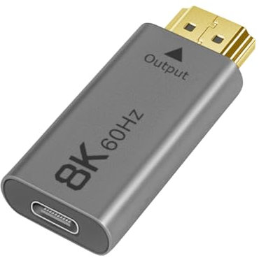 HTGuoji Adattatore 8K da USB C a HDMI 2.1, convertitore USB-C femmina a HDMI maschio, 8K a 60Hz, 4K a 120Hz, 2K a 240Hz, HDR, Thunderbolt 3/4 di tipo C, compatibile con tablet, telefono e laptop, 1