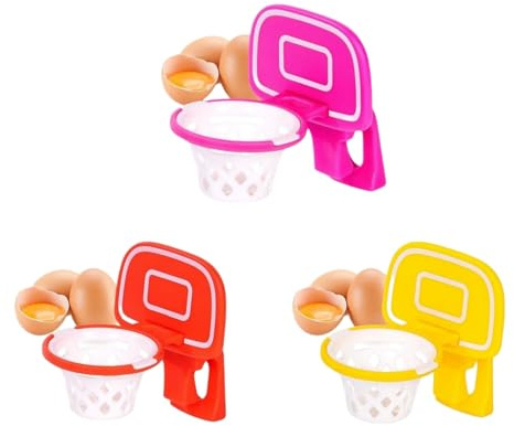 Separateur Oeuf Jaune et Blanc Panier de Basket, séparateur d'œuf,filtre d'œuf Forme de Cadre de Basket-Ball, séparateur d'œuf en Plastique (Jaune+Rose+Orange)