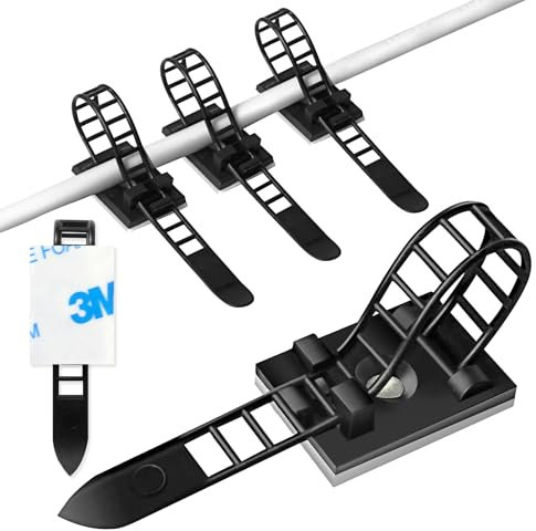 Fascette Clip per 3M Cavo, Fascette Regolabili e Riutilizzabili in Nylon e Clip per Cavi, Adesivi con Montaggio a Vite Opzionale per Cavi da Scrivania, Muro (100)