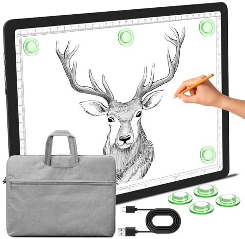 Phylosal Magnetisk A4-ljusdyna med väska, superljus ljusbox med sidoknapp, diamantkonst, ljusbräda, ljusbox för spårning och ritning, USB-kraftljusbord för skissning, ogräsvinyl (svart)