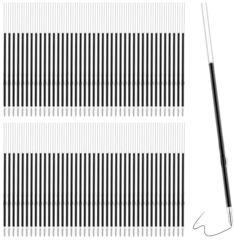 100 Stück Kugelschreiber Minen 1,0mm Einziehbare Stift Nachfüllungen | Schwarz, Kugelschreiber Ersatzminen, 107mm Länge, Kugelschreiberminen Schwarz, Kugelschreibers Tinte, für Büro Schule Zuhause
