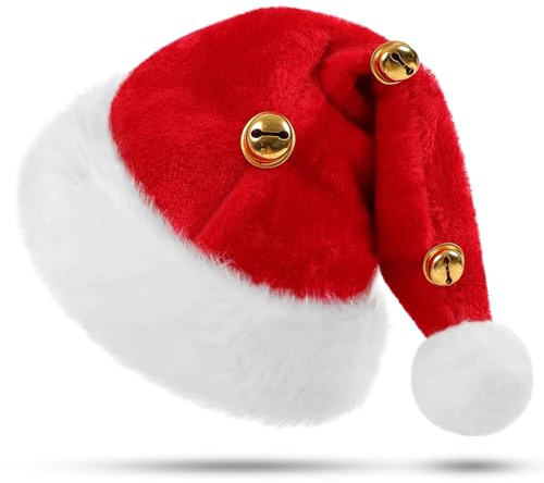 KONVINIT Weihnachtsmütze Weihnachtsmann Mütze Plüsche Nikolausmütze Warm and Dicker Santa Mütze Weihnachtshut für Erwachsener