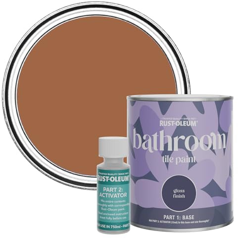 Rust-Oleum Water-Resistant Bathroom Tile Paint in Gloss Finish - Cinnamon 750ml