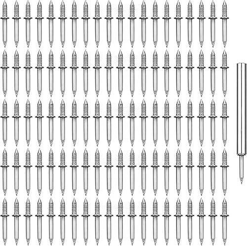 Woyuosn Clavos invisibles de doble cabeza para zócalos, clavos de 2 lados sin costuras para molduras y zócalos de madera, incluye herramienta de manga específica para clavos, 100 unidades