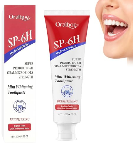 SP-6 Hydroxylapatit Zahnpasta,Whitening Zahnpasta Probiotic Toothpaste | Hydroxyapatite Toothpaste Whitening,6 Probiotika Formel für Zahnaufhellung und frischen Atem,120 g