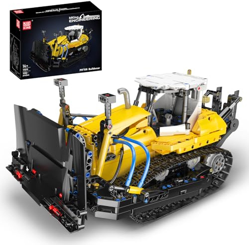 Mould King 19019 Technik MOC PR756 Pneumatischer Bulldozer-Baustein-Modell, Baustellen-Raupenfahrzeug Technologie Klemmbausteine Bausatz Erwachsenen-Bastel-Sammlung 14+（1200+ Teile）