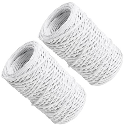 Housoutil 2 Rolls White Floral Bind Wire 50m Each, Paper Wrapped Iron Wire for Easy to Shape and Bind, Multipurpose DIY Flower Bouquet Wrapping, Garland and Gardening Crafts