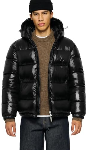 Qmerlimui Doudoune pour Homme Manteau Léger en Duvet Lisse avec Capuche Manteau d'Hiver Chaud, Imperméable et Coupe-vent