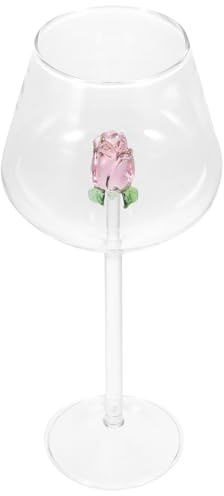 WEKADRIN Copa de Cristal Elegante Rosada Grande para Vino y Champán Reutilizable y Práctica para Hogar y Restaurante