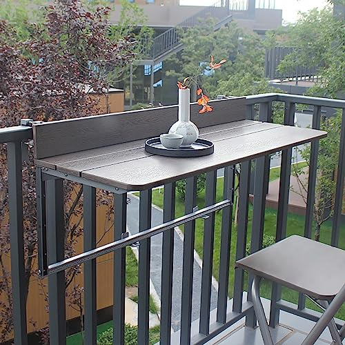 Table suspendue réglable en aluminium pour balcon – Meuble de jardin pliable pour extérieur, peu encombrant, design polyvalent pour petits balcons et terrasses