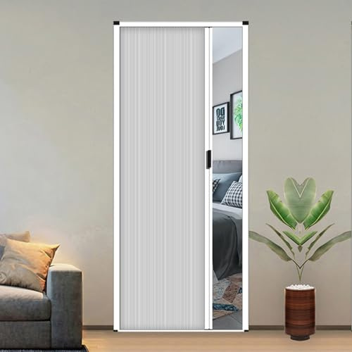 Pounjsd falttür ohne bohren, faltbare tür, faltschiebetür 190 cm hoch, alu akkordeon tür, zieharmonikatüren, schiebe falttür für Schlafzimmer, Badezimmer, Küche, Büro, Wabendesign, Weiß