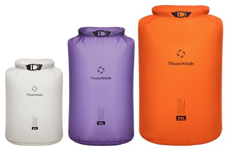 Thous Winds Dry Bag wasserdichte Tasche Set, 6/12/24L Ultraleichter wasserdichte Beutel, Abriebfest & Reißfest, für Schwimmen, Bootfahren, Camping, Wandern Reisen - PFC-frei