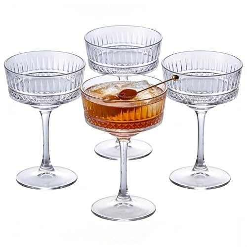Set of 4 Cocktail Glasses – 250ml Espresso Martini & Margarita Glasses Perfect for Espresso, Margarita, Champagne, Gin, Wine, and Party Drinks