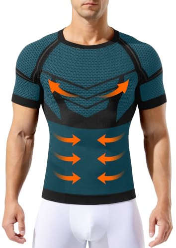 Mauro Kane Tee Shirt Compression Homme Haut de Sport Effet Gainant Ventre Plat Respirant pour Fitness, Running et Gym