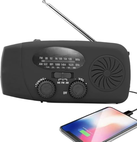 Solcellsdriven Handvevd Radio, Portabel FM Radio, Vattentät Spelare Överlevnadsutrustning Utomhusutrustning Solenergidriven För Kontor Garage Camping