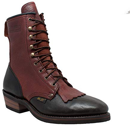 Ad Tec Men's 9 Packer Full Grain Tumbled Leather Work Boot - Non-Slip and Oil Resistant Rubber Sole - Suitable for Riding, Hiking, and Construction - Chestnut/Black, 10.5 M