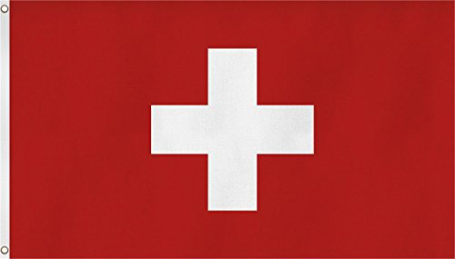 Fahne/Flagge mit zwei Metallösen zur Befestigung und zum Hissen - Größe 90 x 150 cm Farbe Schweiz